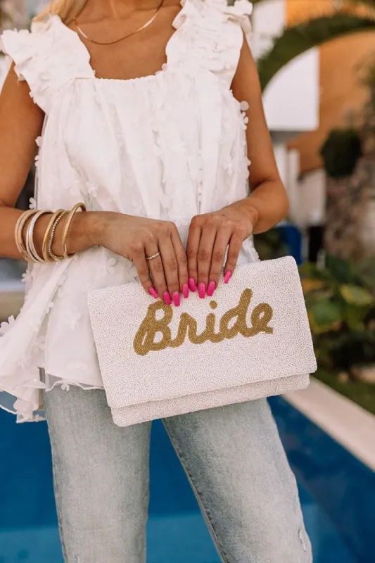 Bride Beaded Clutch In Gold made by Impressions
