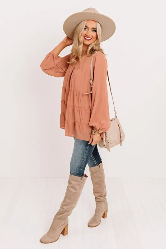 Brink Of Midnight Shift Top In Peach sold by Impressions