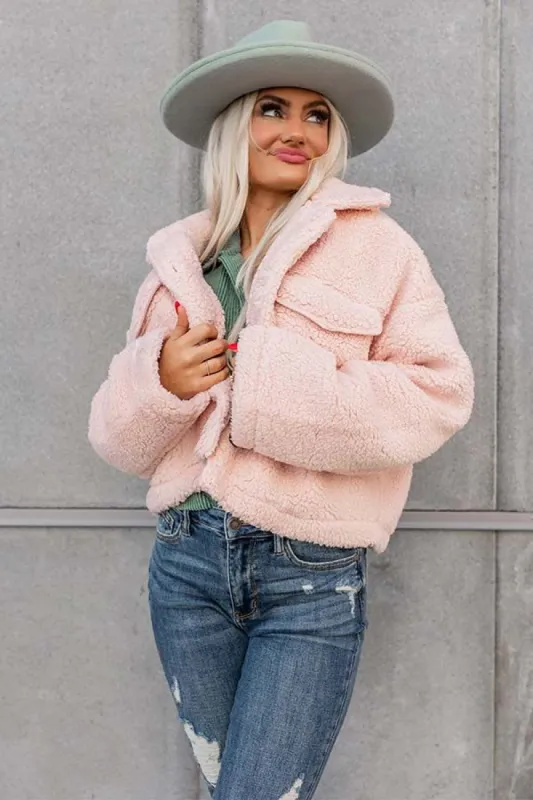 Wintry Winds Sherpa Jacket In Pink sold by Impressions