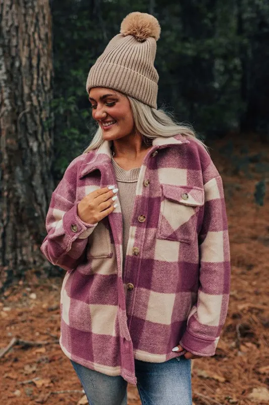 Cozy Paradise Plaid Jacket in Orchid sold by Impressions