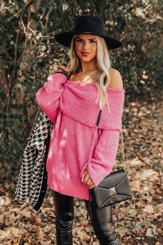 Curl Up And Get Cozy Knit Sweater In Pink sold by Impressions