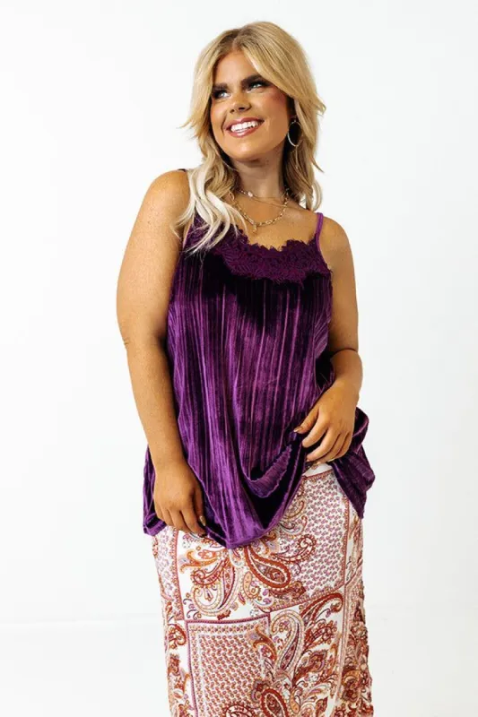 Finding Romance Velvet Tank In Purple Curves sold by Impressions