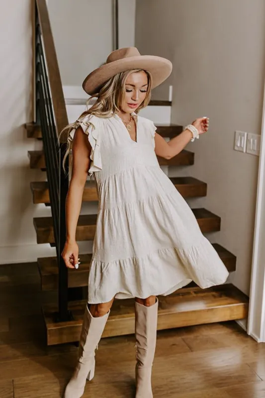 Newsworthy Style Linen-Blend Babydoll Dress In Stone sold by Impressions