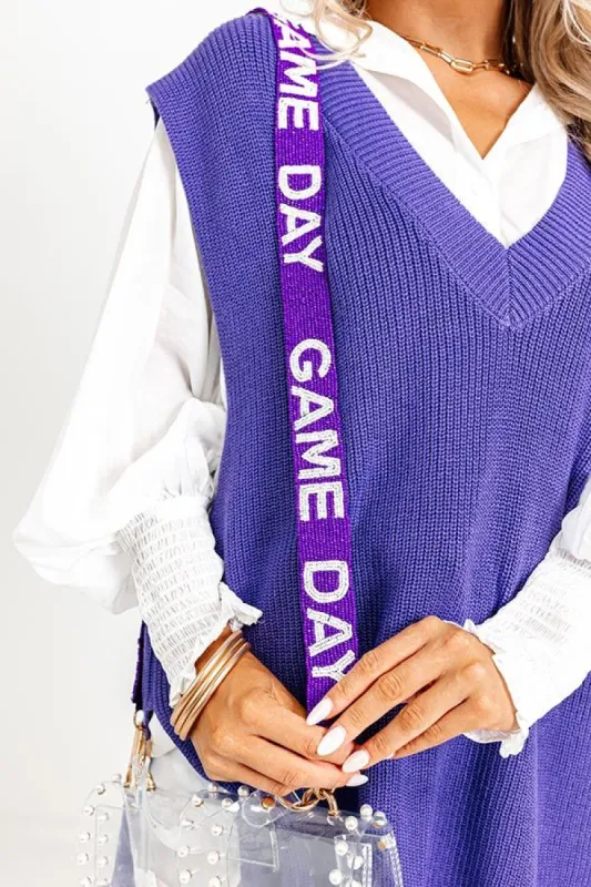 Game Day Beaded Purse Strap in Purple sold by Impressions