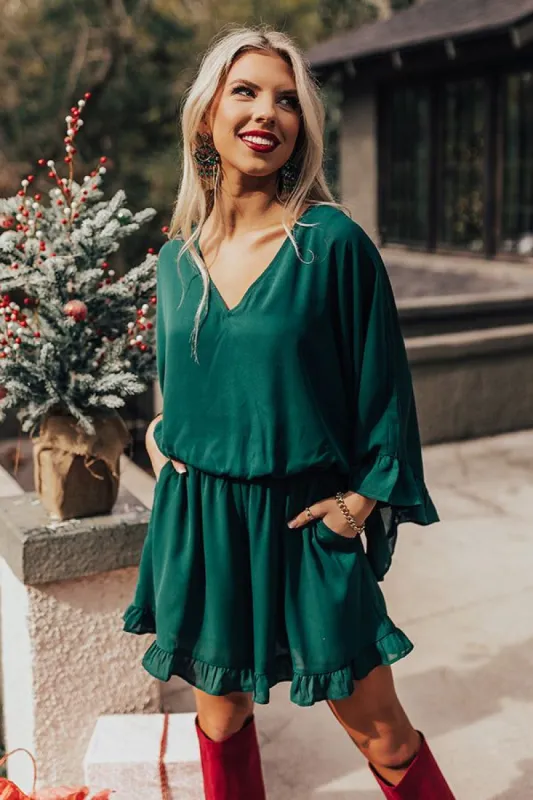 Chic Reveal Romper in Hunter Green sold by Impressions