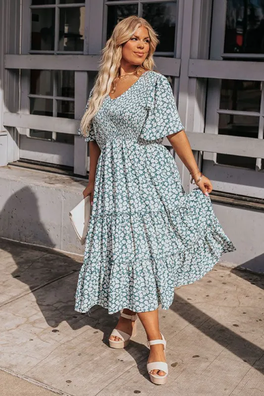 Seaside Euphoria Smocked Midi In Airy Blue Curves sold by Impressions