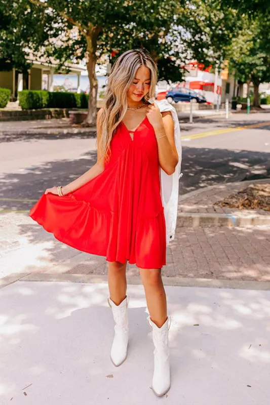 Feels Like Love Babydoll Dress In Red sold by Impressions