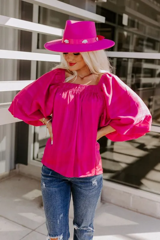 Ideal Day Shift Top In Fuchsia sold by Impressions