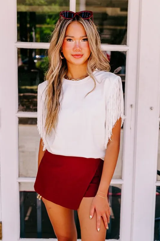 Midwest Weekend Fringe Top In White sold by Impressions