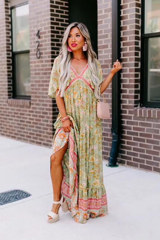 Under The Willow Tree Floral Maxi In Sage sold by Impressions