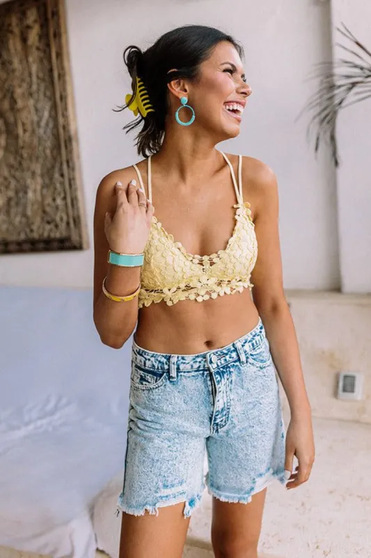Fun Details Crochet Bralette In Yellow sold by Impressions