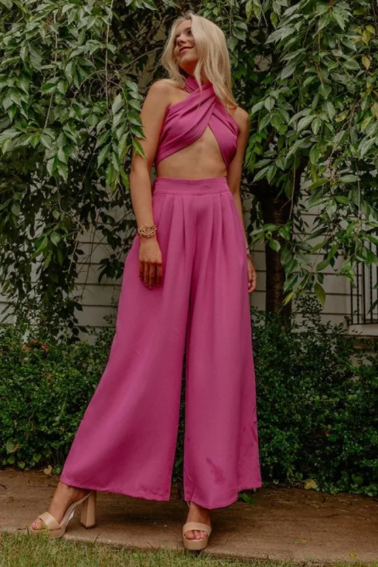 Nearly Famous High Waist Pants In Fuchsia sold by Impressions