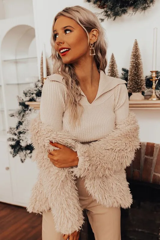 Talk Of Tinseltown Top In Light Beige sold by Impressions