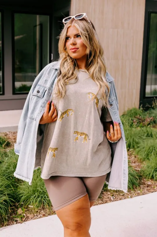 Easy Tiger Mineral Wash Graphic Tee in Taupe Curves sold by Impressions
