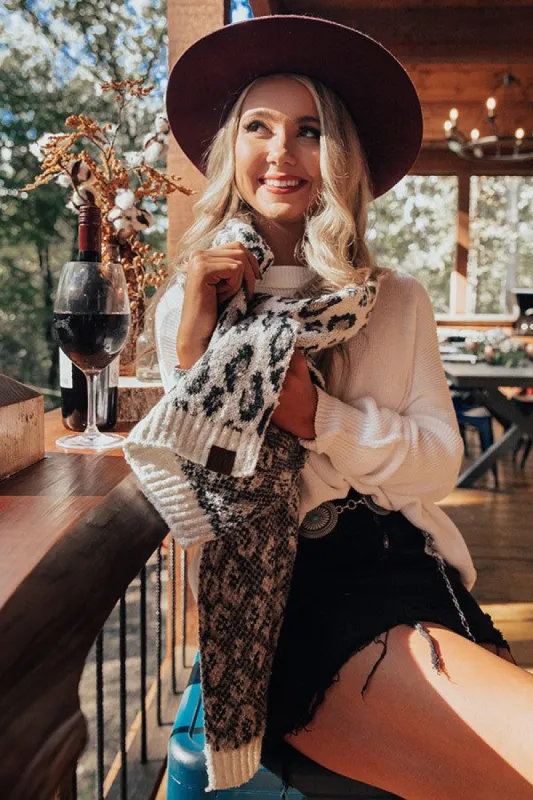 Town Square Leopard Scarf In White sold by Impressions