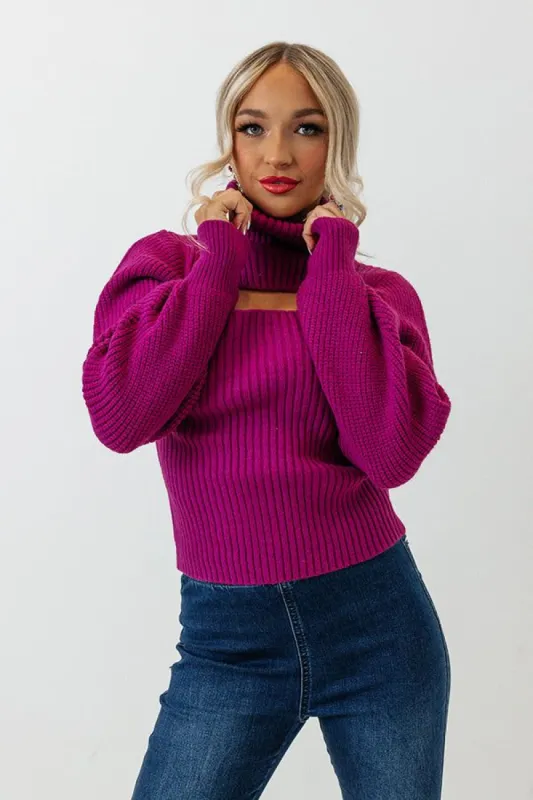 Cozy Paradise Cut Out Sweater In Violet sold by Impressions