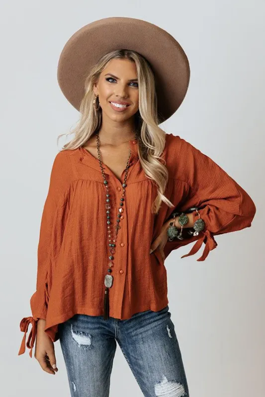 Made For Each Other Shift Top In Rust sold by Impressions