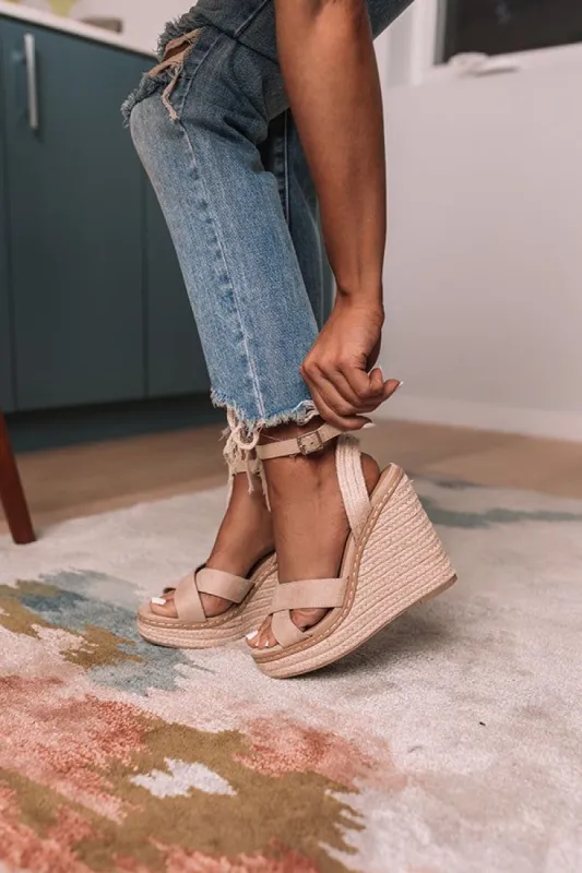 The Syra Espadrille Wedge In Birch sold by Impressions
