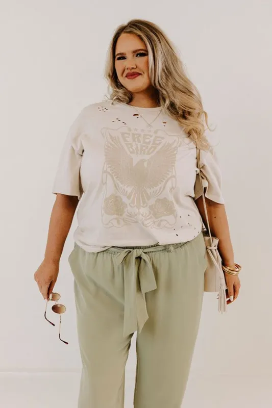 Free Bird Distressed Boyfriend Tee In Stone Curves sold by Impressions