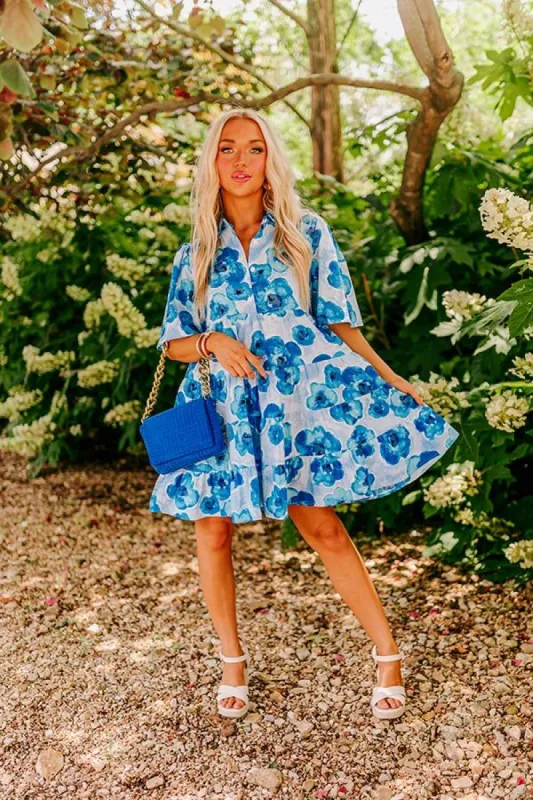 Romantic Story Shift Dress In Blue sold by Impressions