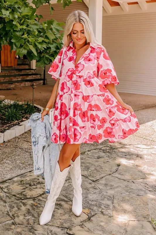 Romantic Story Shift Dress In Pink sold by Impressions