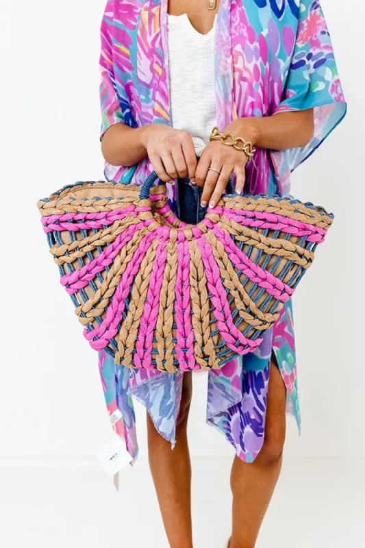 Beachy Vibe Woven Tote in Pink sold by Impressions