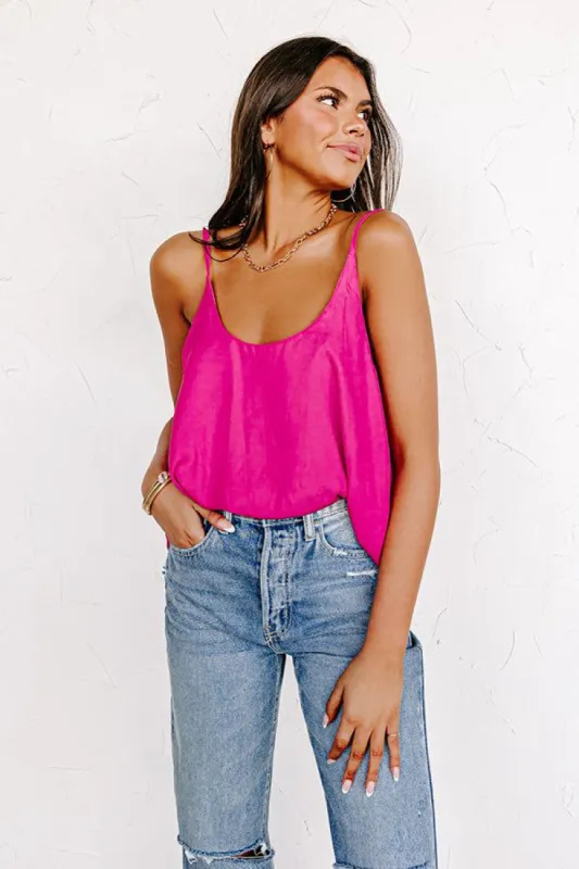 Move On Satin Shift Tank In Hot Pink sold by Impressions