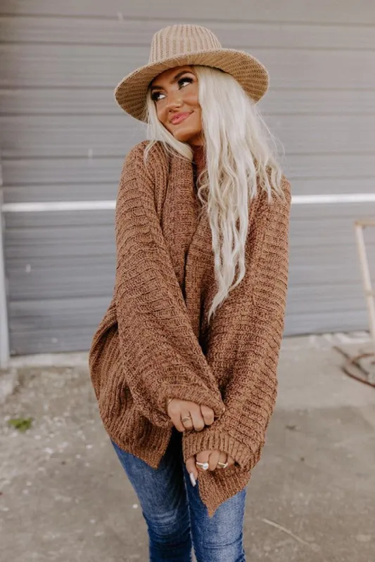 Hot Cocoa Crushing Knit Cardigan In Mocha sold by Impressions