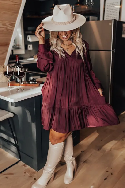 Autumn Brunch Babydoll Dress In Windsor Wine Curves sold by Impressions