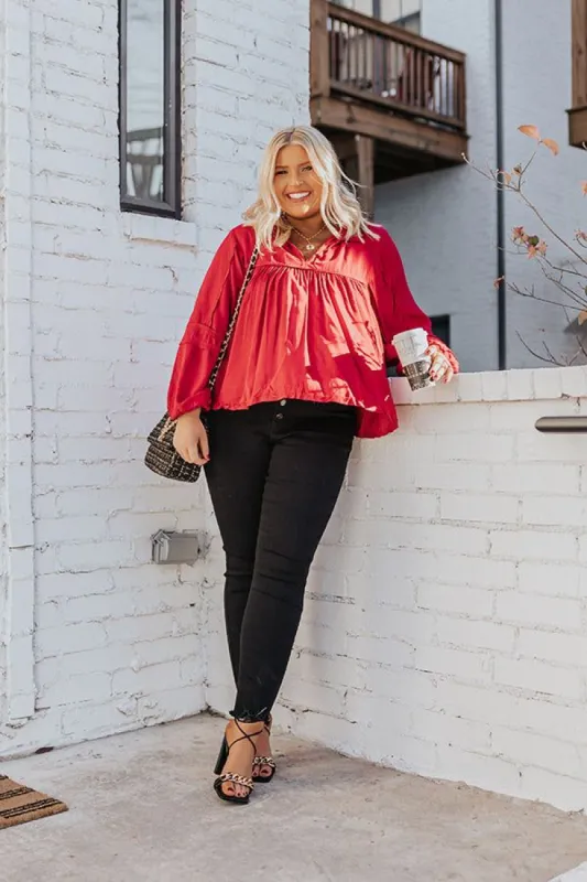 The Bayle Babydoll Shift Top in Wine Curves sold by Impressions