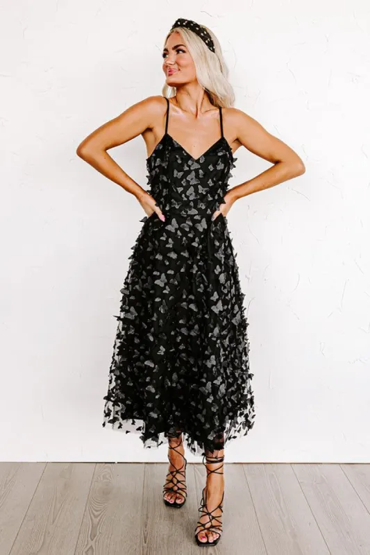 Garden Party Glow Midi in Black sold by Impressions