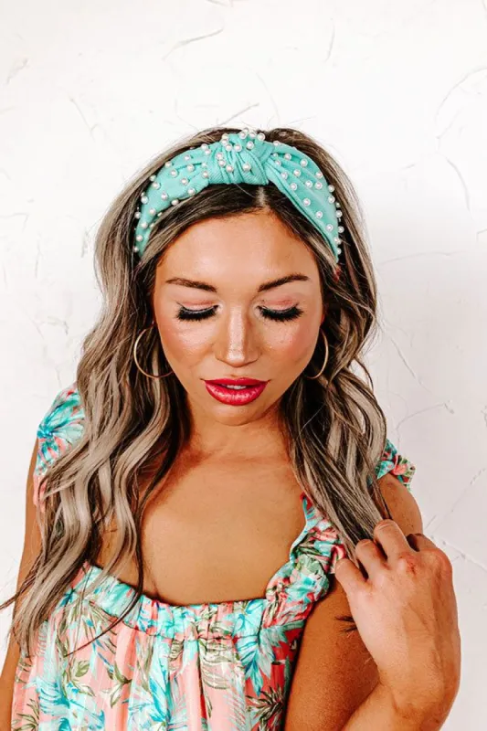 Shore About It Embellished Headband In Aqua sold by Impressions