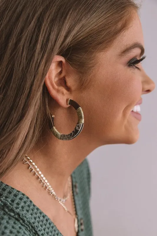 Weekend Wine Down Snake Print Earrings In Brown sold by Impressions