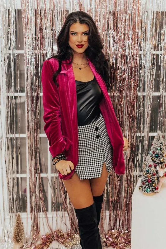 So Stylish Velvet Blazer In Fuchsia sold by Impressions