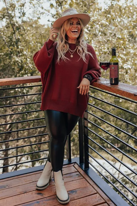 Full Of Warmth Tunic Sweater In Dark Rust Curves sold by Impressions