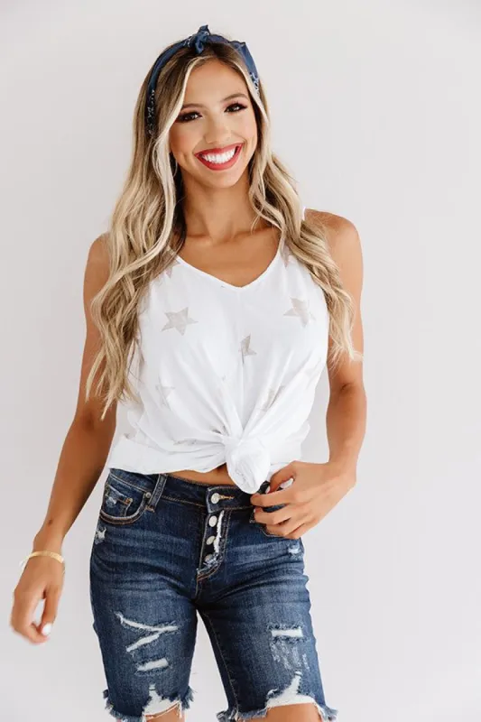 Wish On A Star Shift Tank In White sold by Impressions