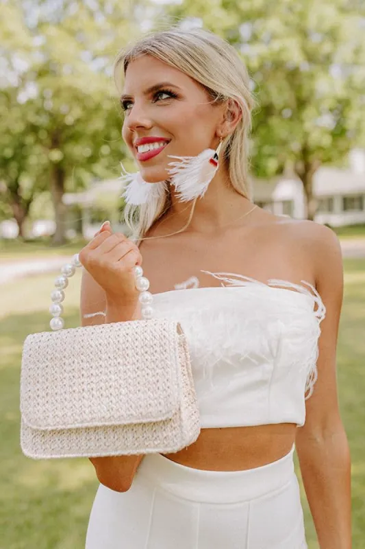 Cocktail Hour Feather Earrings In Ivory sold by Impressions