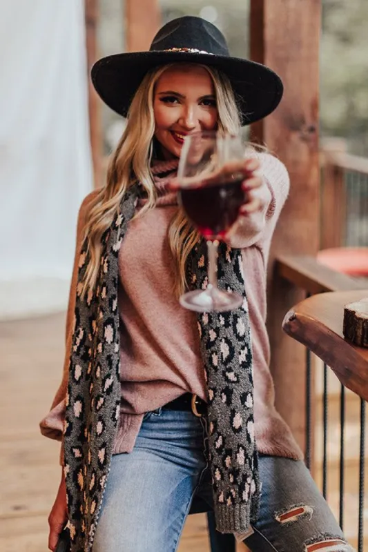 Town Square Leopard Scarf In Dark Grey sold by Impressions