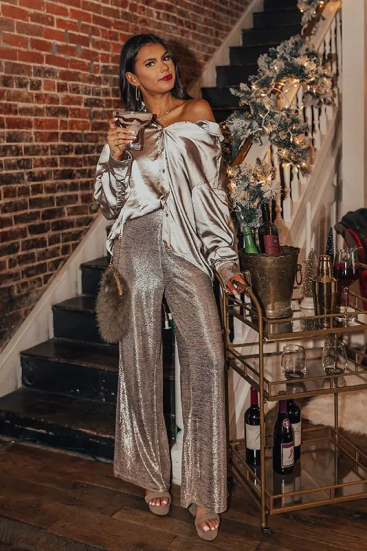 First Class Travels Satin Button Up sold by Impressions