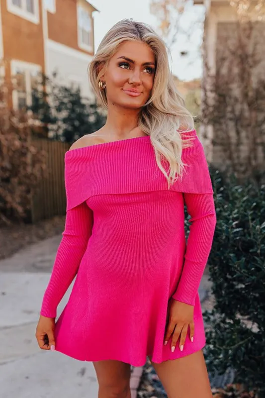 Sleek Silhouettes Ribbed Mini Dress In Fuchsia sold by Impressions
