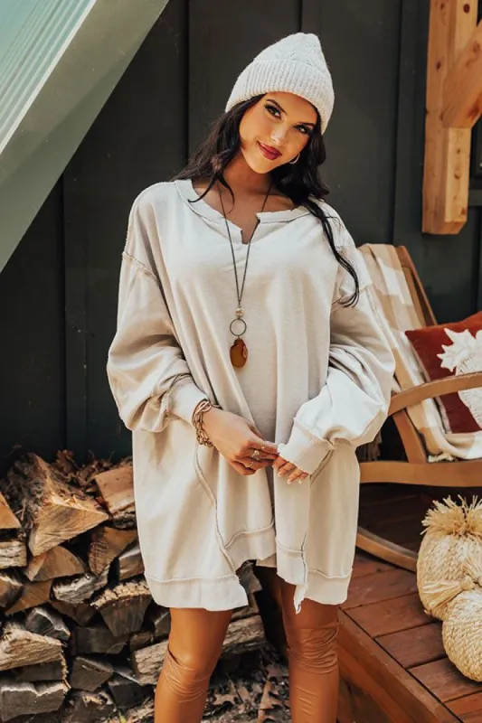 Tres Cozy Oversized Sweatshirt In Stone sold by Impressions