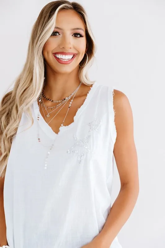 North Star Shift Top In White sold by Impressions