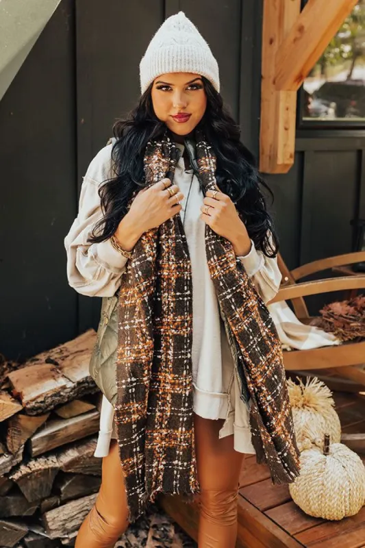 Cozy Cabin Vibes Scarf In Chestnut sold by Impressions