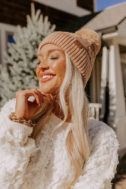 Snow Cutie Pom Beanie in Iced Latte sold by Impressions