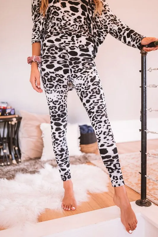 Cozy And Fabulous Leopard Leggings In Grey sold by Impressions