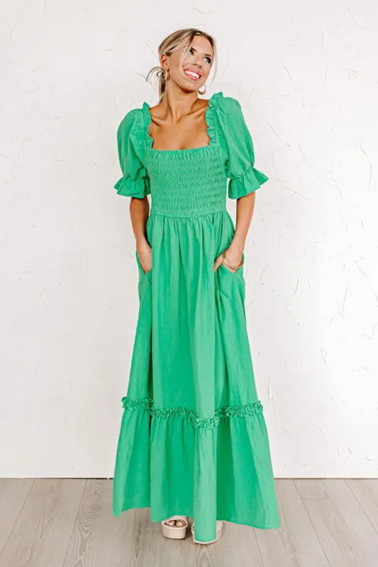 Sophisticated Stroll Smocked Maxi Dress sold by Impressions