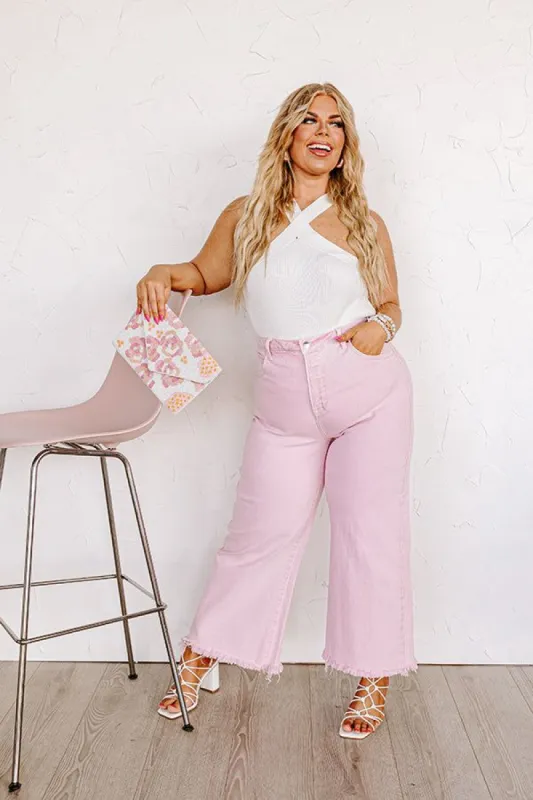 Risen The Utopia High Waist Straight Leg Jean in Pink Curves sold by Impressions