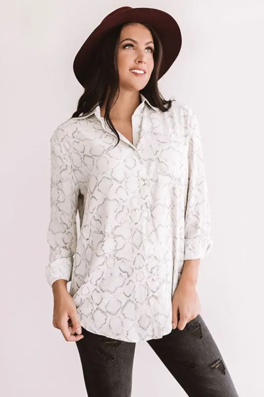 Cider In Aspen Button Up Top In Grey sold by Impressions