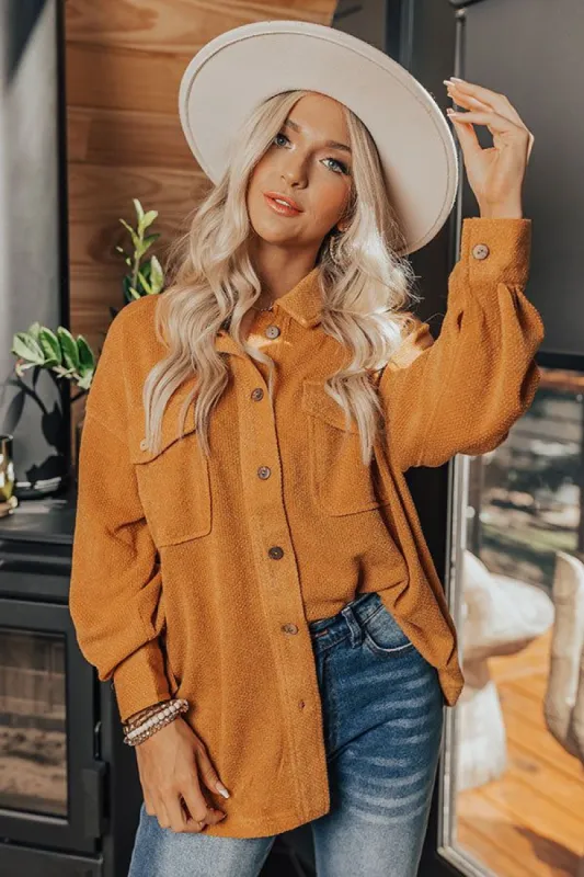 Pumpkin Spice Please Knit Button Up sold by Impressions