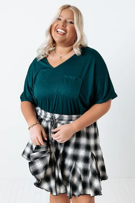 Too Lovely Shift Top In Hunter Green Curves sold by Impressions